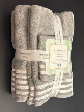 6pc Ecoexistence Mélange Bath Towel Set - Waterless Coloring  - Heathergrey